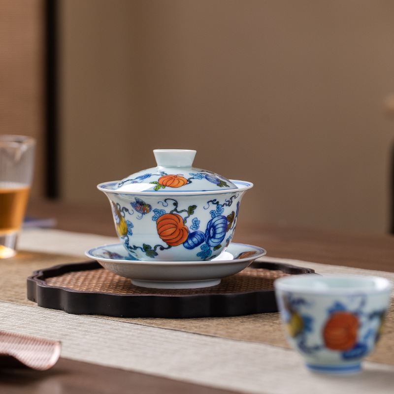 景德镇陶瓷茶具套装开业礼品功夫茶具家用青花盖碗礼盒