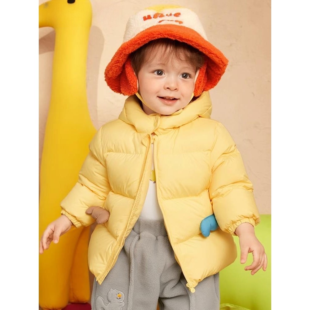 特卖2024新款冬季婴幼儿撞色羽绒服男童加厚女小童外套