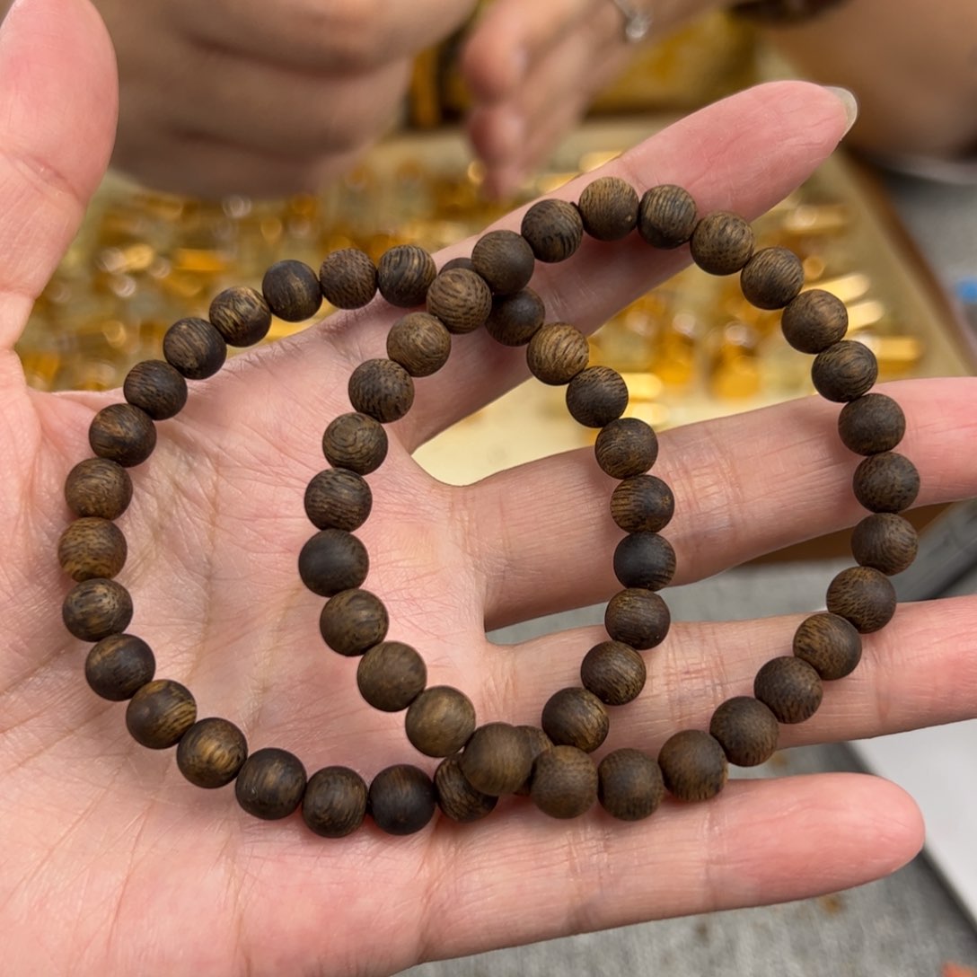 沉香手串奇楠沉香7mm圆珠单圈沉水A015