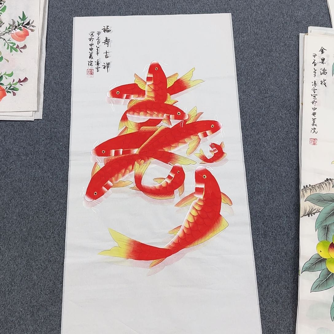 国画尺寸50X100手绘作品 