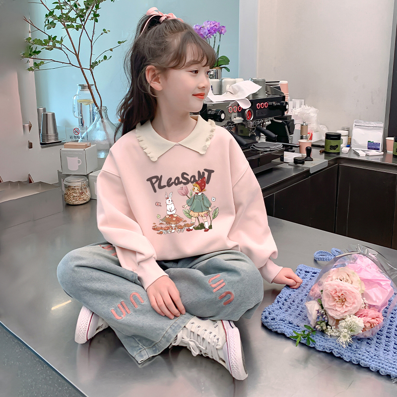 女童卫衣2025春秋新款儿童洋气卡通兔子打底衫小女孩POLO衫上衣潮