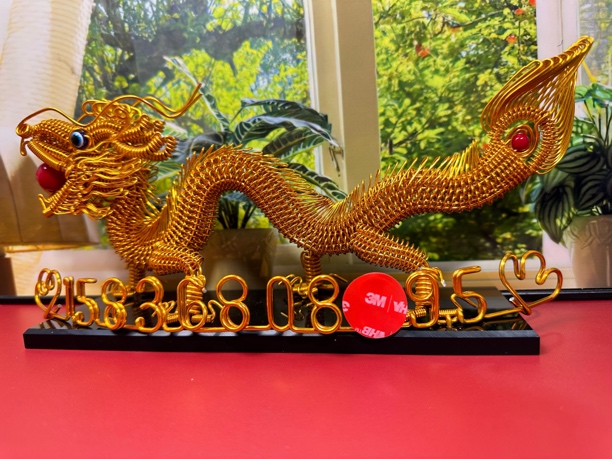 手工创意中式车内装饰摆件新款耐用铝艺金龙款挪车牌