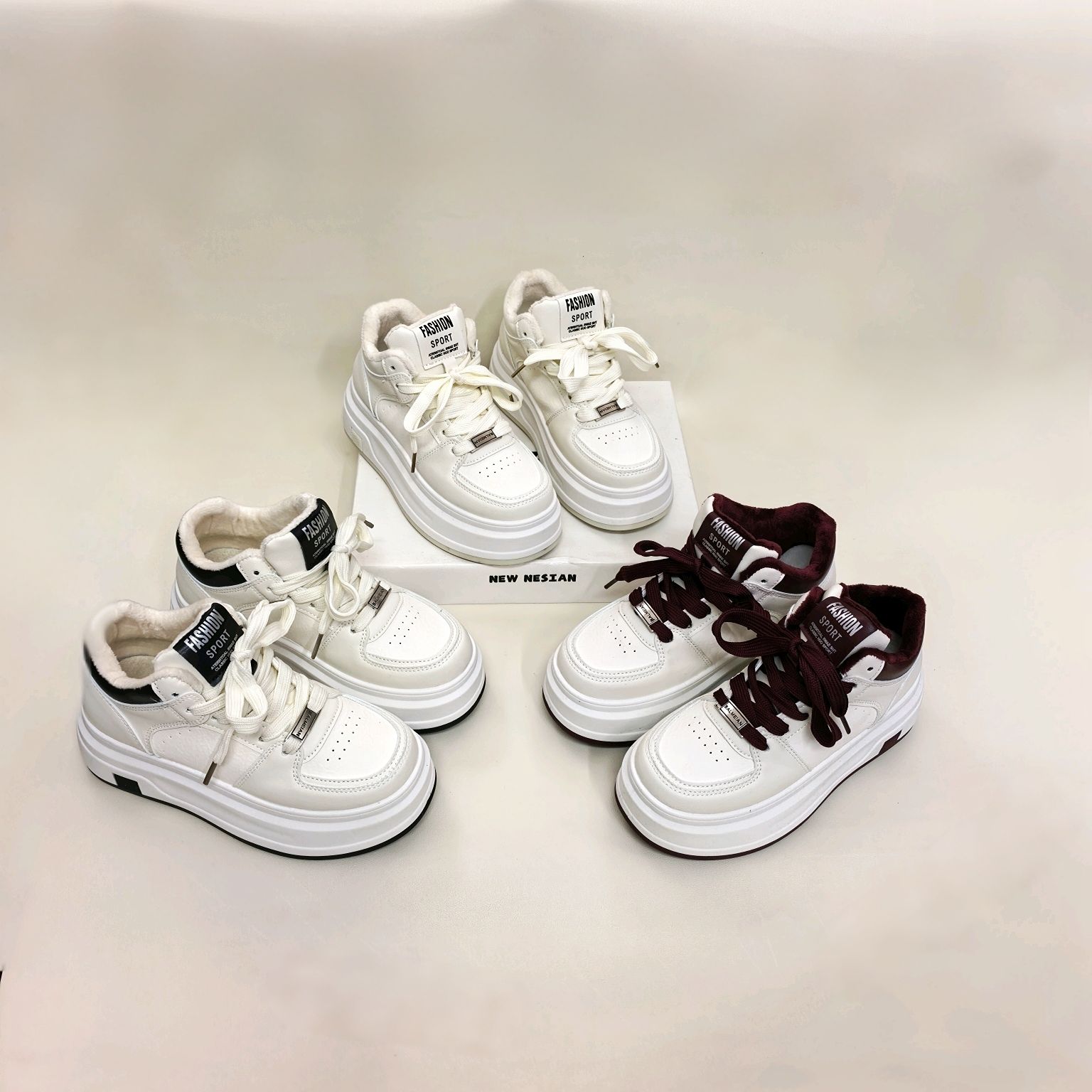 26-8秋冬加绒新款女鞋时尚潮流高帮小白鞋运动时尚百搭休闲学生