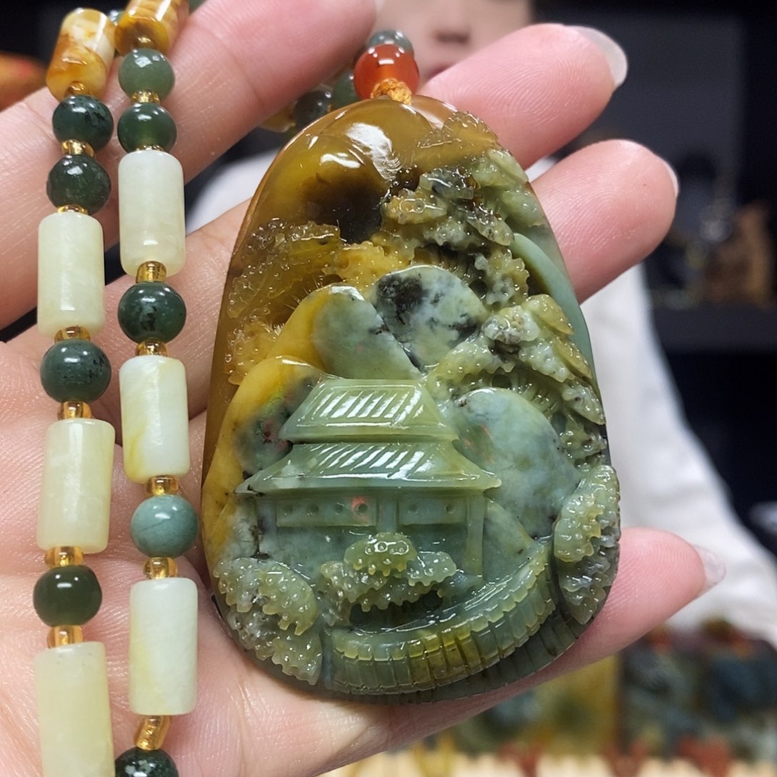 未镶嵌岫玉挂件吊坠项链