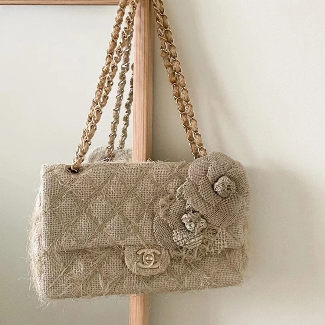 95新 Chanel/香奈儿 夏七中古/限量款 谷仓系列编织花朵CF单肩包