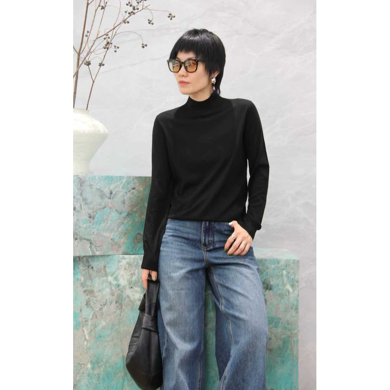 COLOR CILO纯色羊毛半高领小立领长袖打底衫