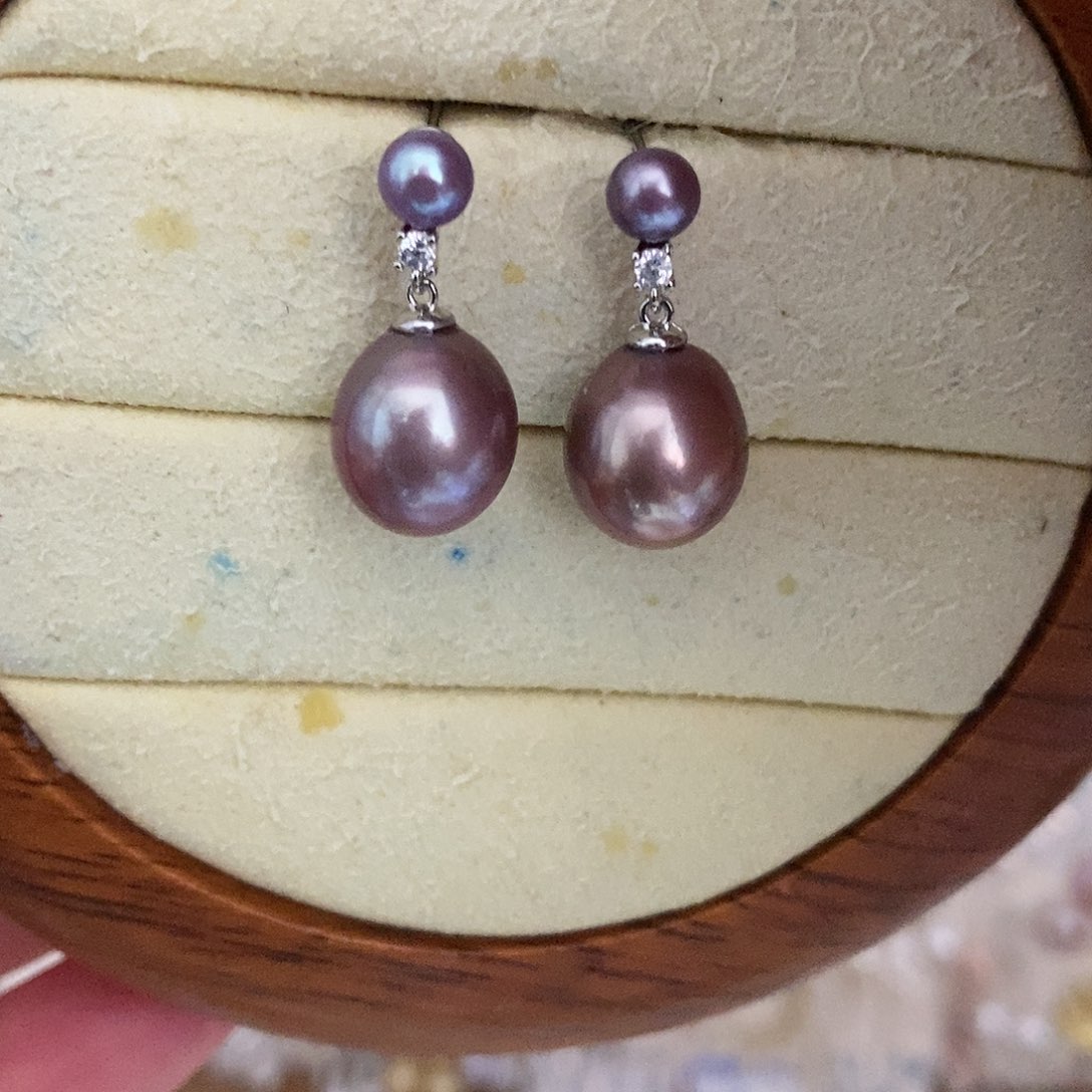 银S925镶嵌耳饰淡水珍珠