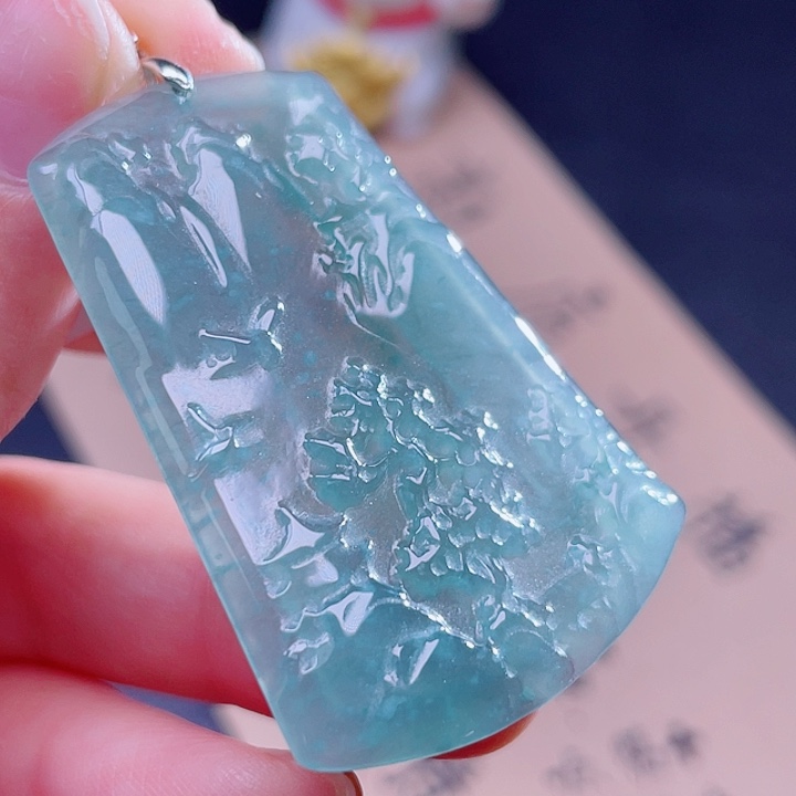 翡翠吊坠(不含链)银S925镶嵌