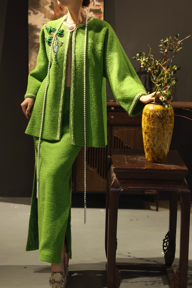 {李小姐}小香风高端设计师设计定制+半身长裙中式套装