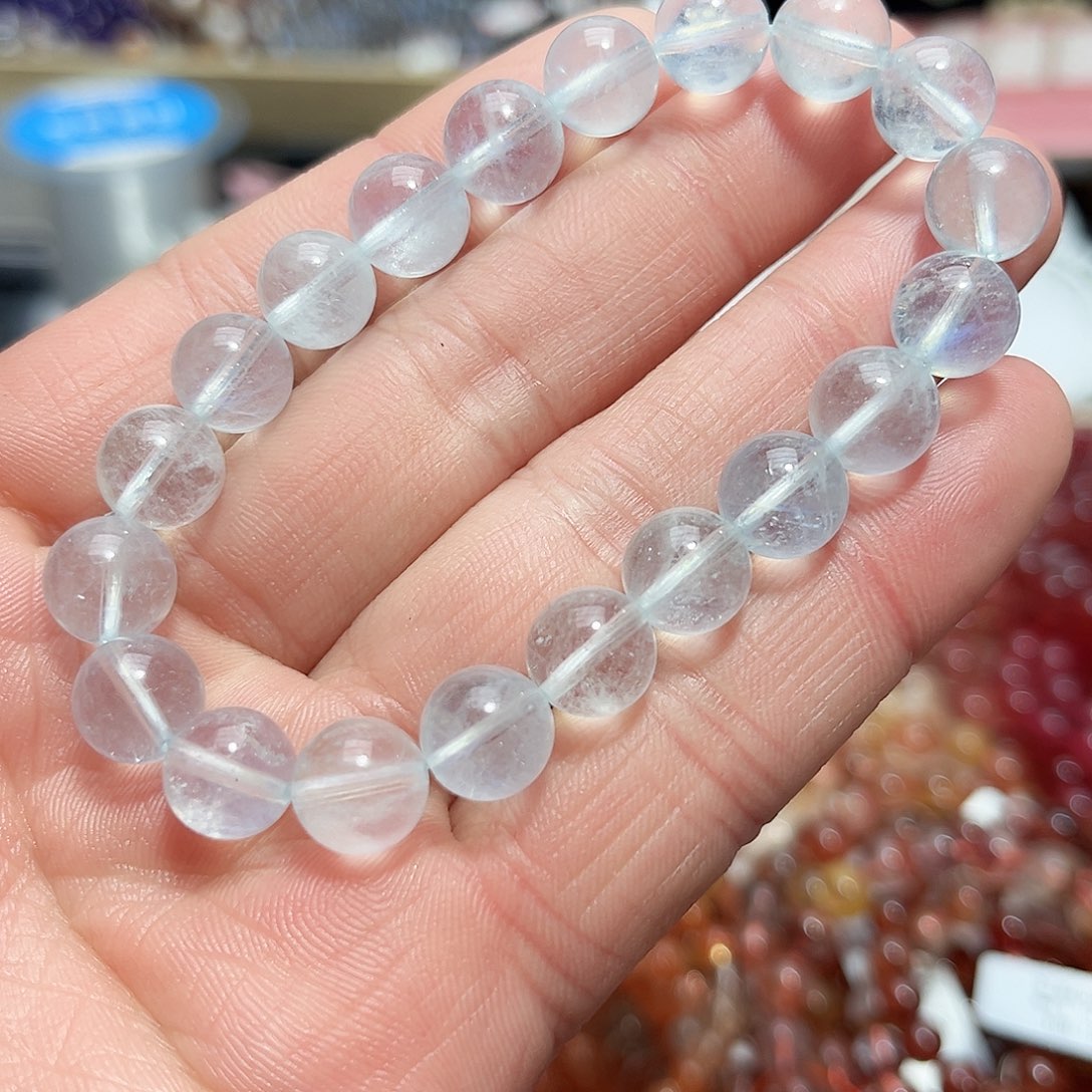 水晶手链未镶嵌海蓝宝10mm