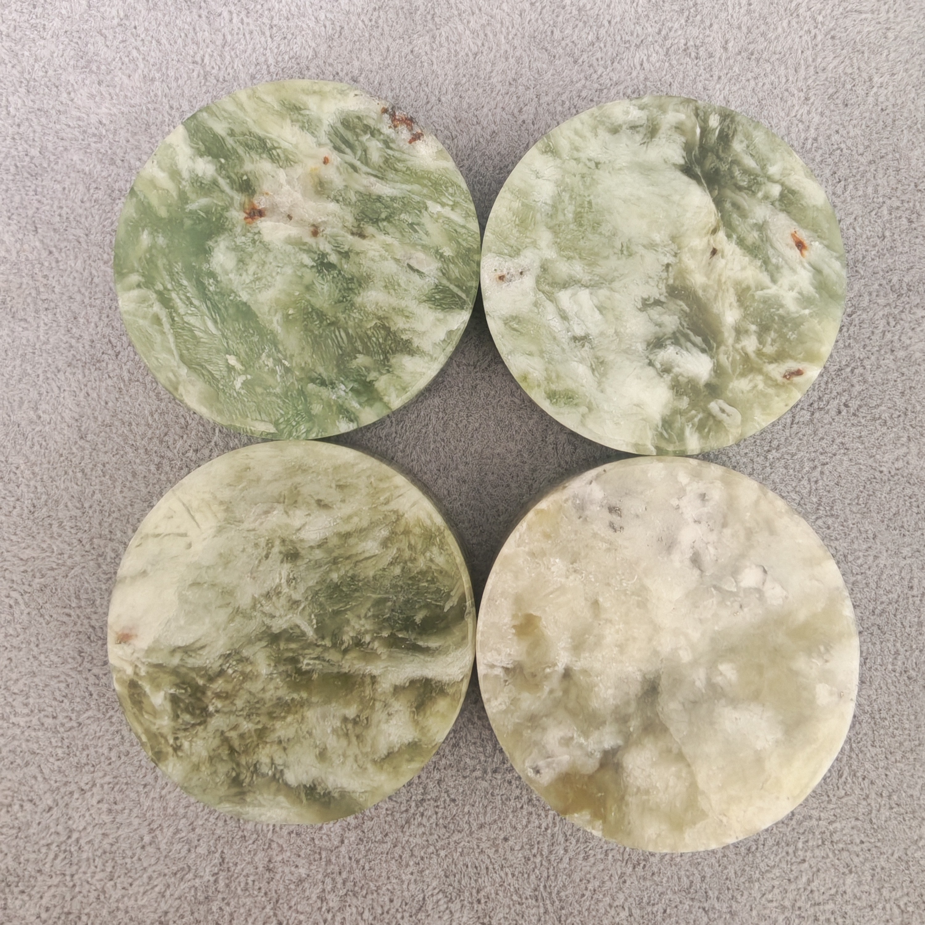 2天然岫玉手镯芯4个一组，镇纸，默认微瑕，介意勿拍