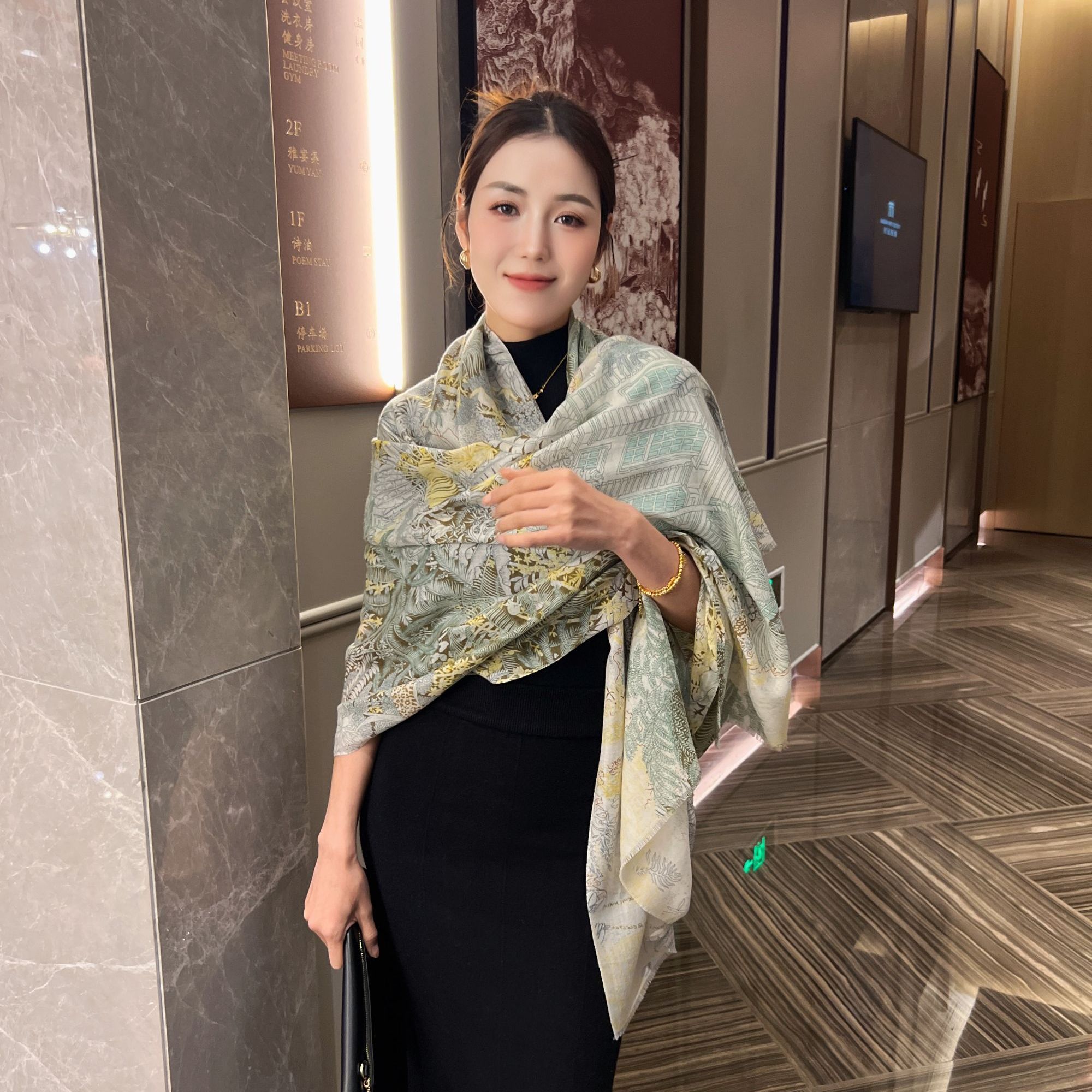 夏天老板娘【森居青韵】100澳毛戒指绒100*200时尚百搭围巾披肩