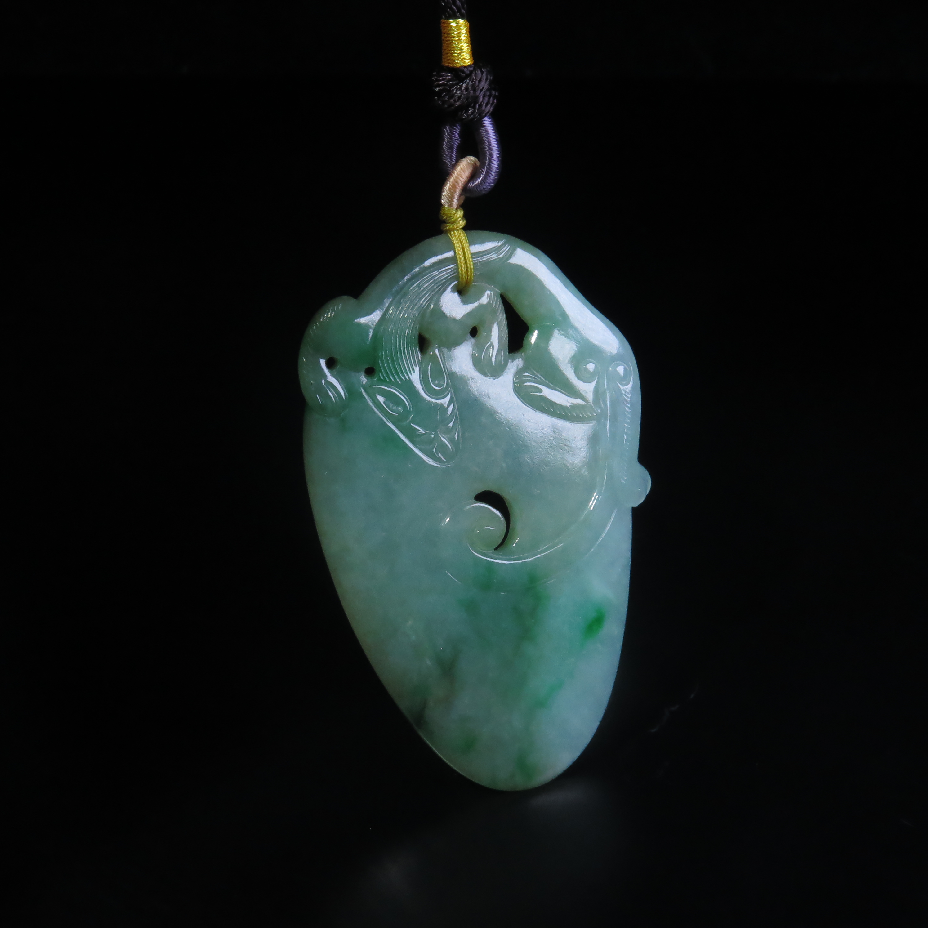 清代翡翠府上有龙佩/MZ553015/翡翠/民族文物