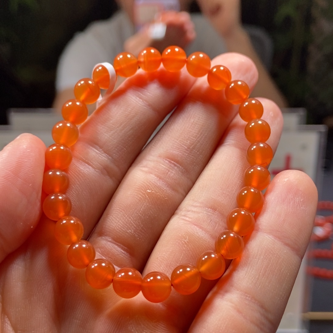 南红玛瑙6+mm冰黄手串未镶嵌