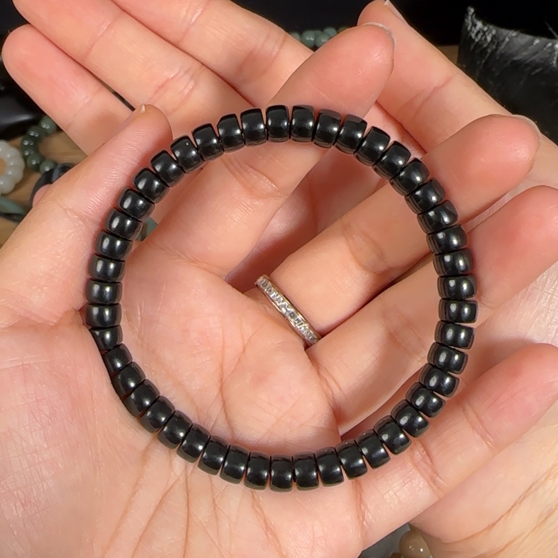 和田玉未镶嵌手链新疆和田玉黑青卡7不退换