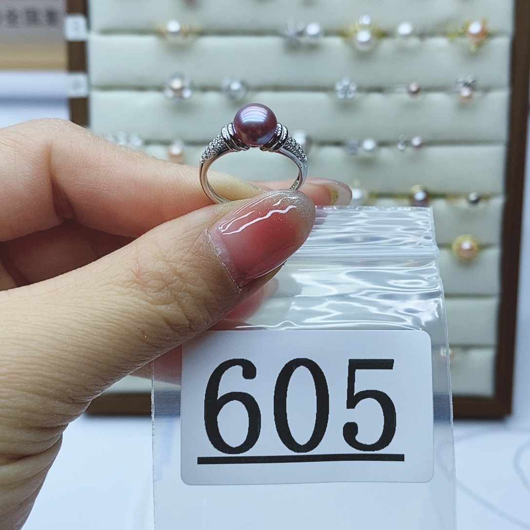 淡水珍珠戒指银S925镶嵌605