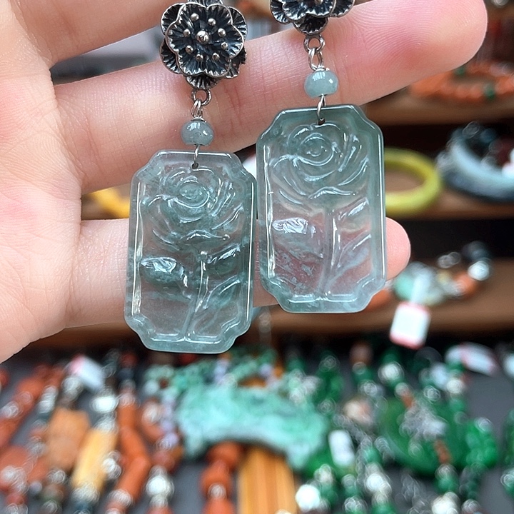 翡翠未镶嵌耳饰饰品