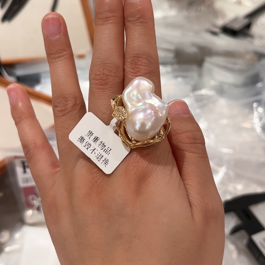 淡水珍珠戒指合金