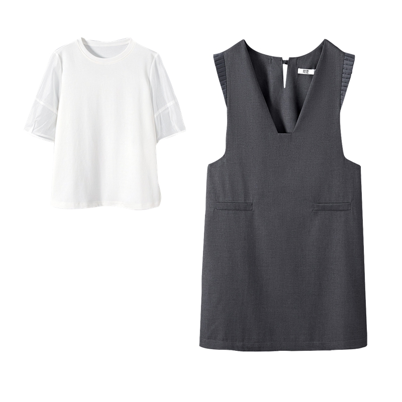 她池2025春装时尚套装女装短袖上衣搭背带裙两件套T51B0033N