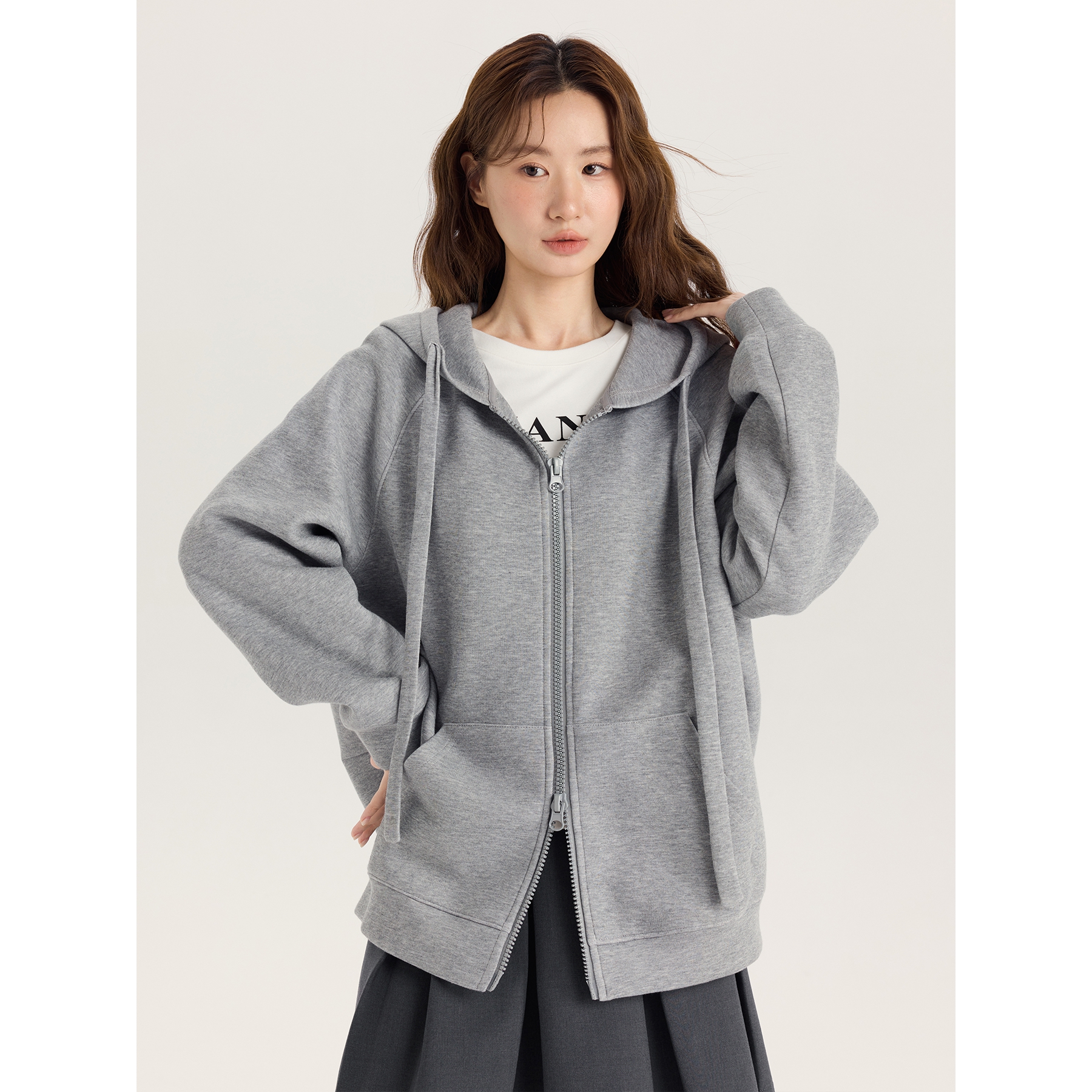 爱蔷薇大码连帽开衫卫衣外套女秋2025新款胖mm松弛感上衣GT78164