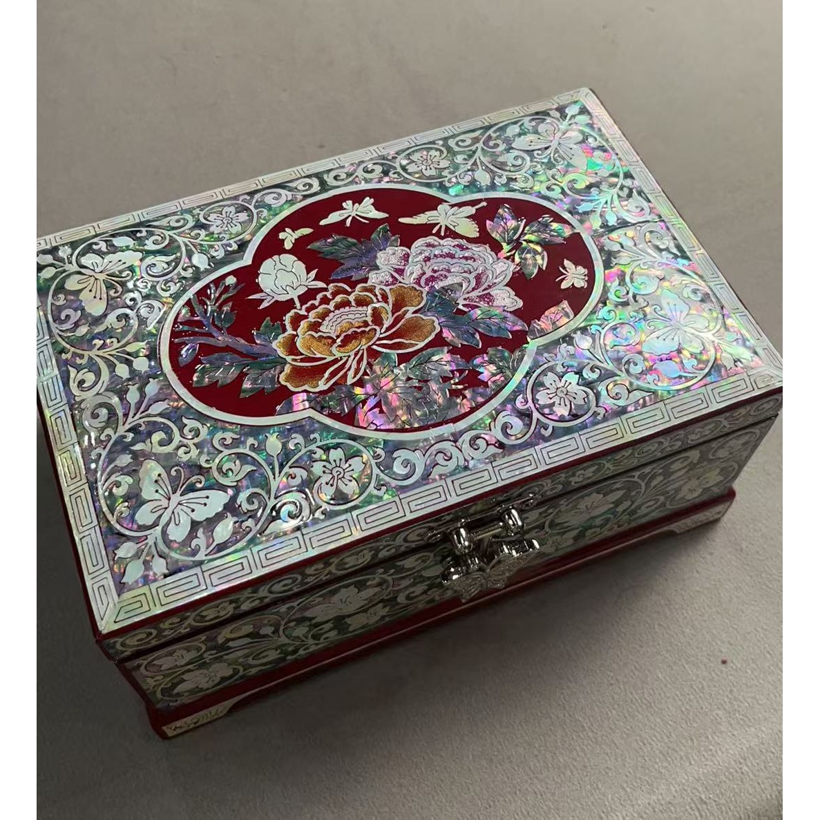 匠心严选YZQQ螺钿牡丹宝石盒