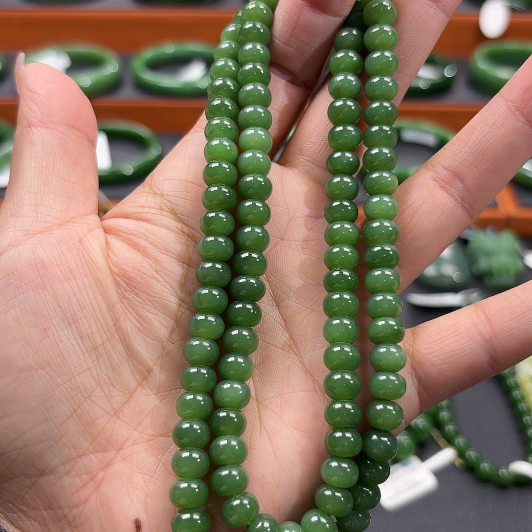 和田玉未镶嵌手串苹果珠6*8