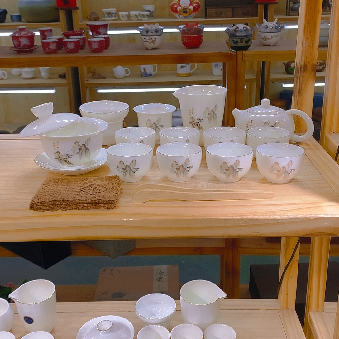 【不止】羊脂玉瓷茶具套装