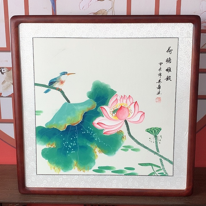 国画带框尺寸62✖️62手绘包邮