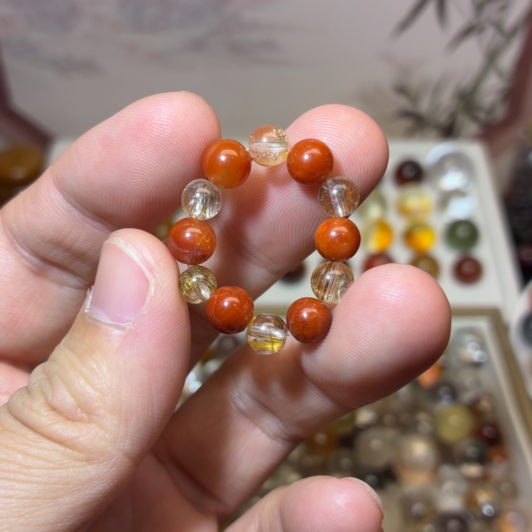 未镶嵌水晶手串极光发晶戒圈