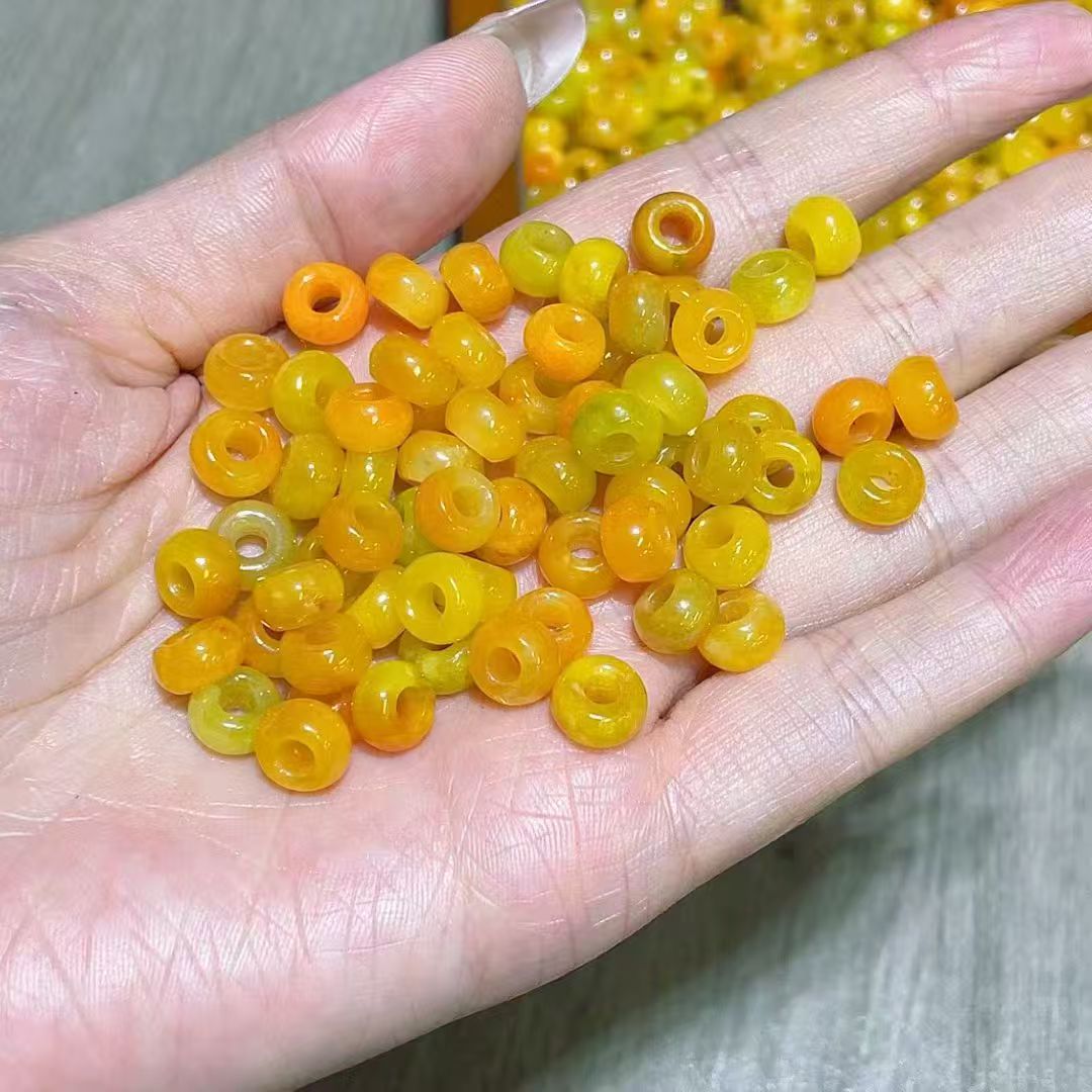 精品黄玛瑙垫圈扣子DIY散珠配件
