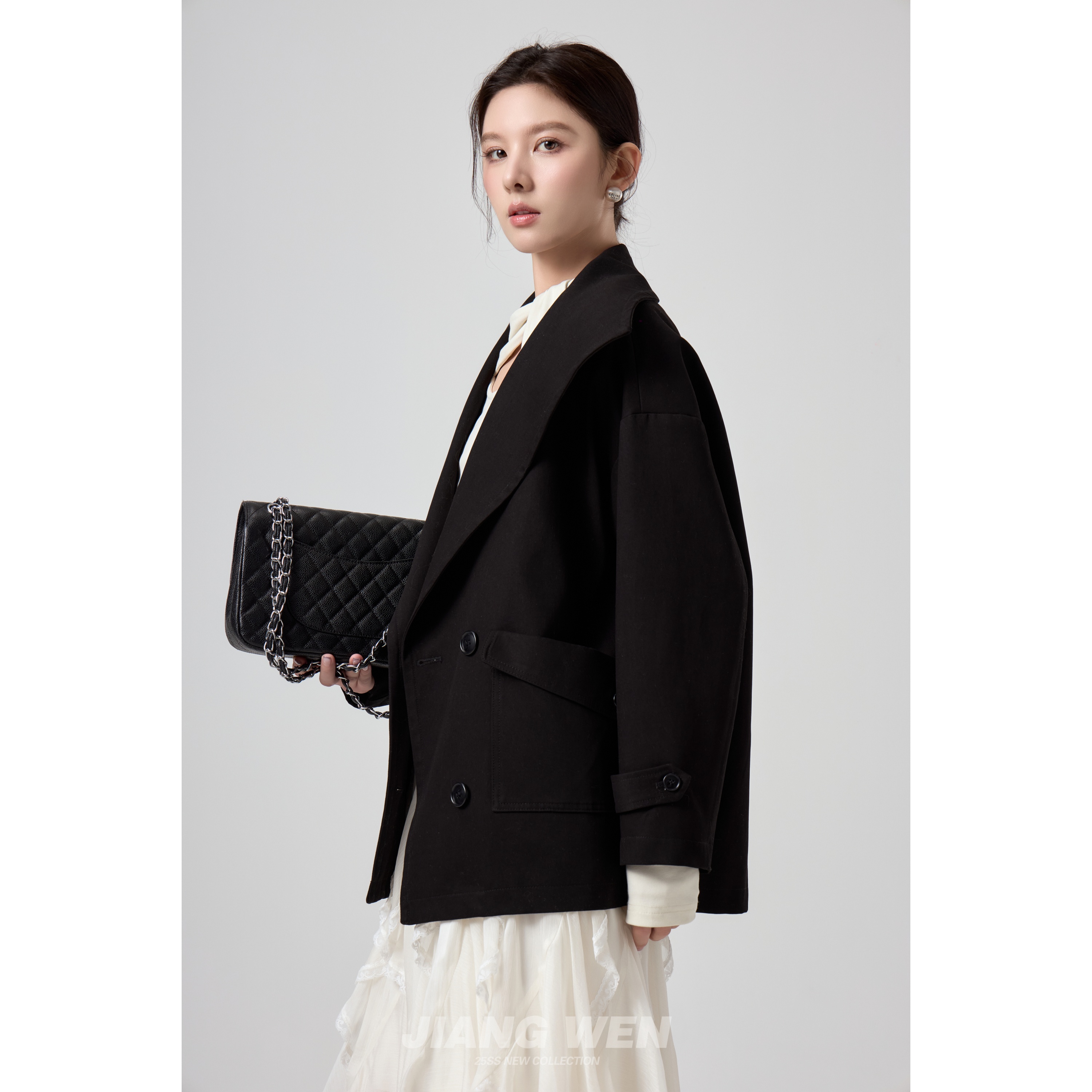 UKILAU【诺丁山】莱赛尔天丝棉设计感时髦百搭大翻领风衣【欧若风】