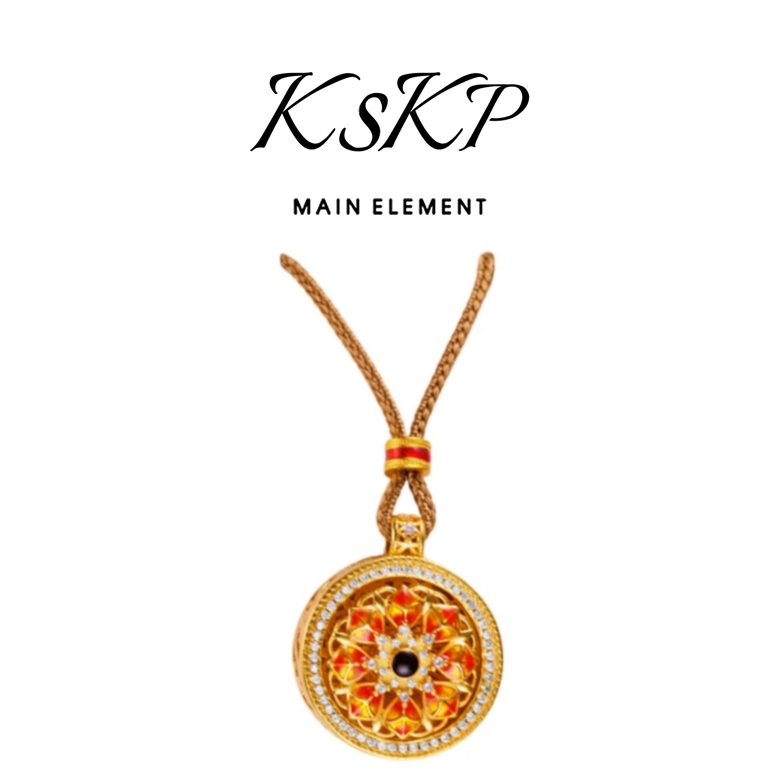 KSKP 八宝罗盘敦煌莲花旋转吊坠咖啡绳编款