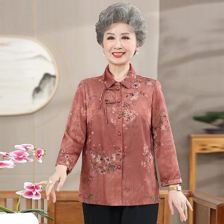 晨-新中式国风春季新款衬衫洋气中老年上衣A06