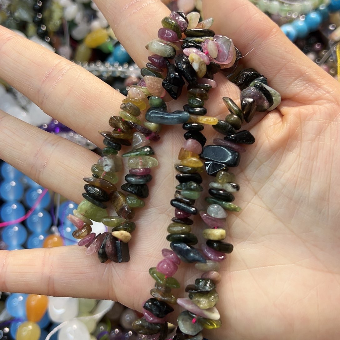 玛瑙/玉髓合金珠宝半成品彩碧玺一条