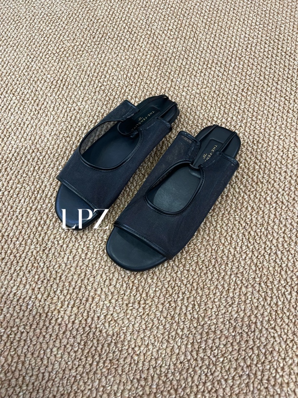 【LPZ】:321-1夏季新款露趾网纱绑带方头平底女凉鞋百搭舒适外穿