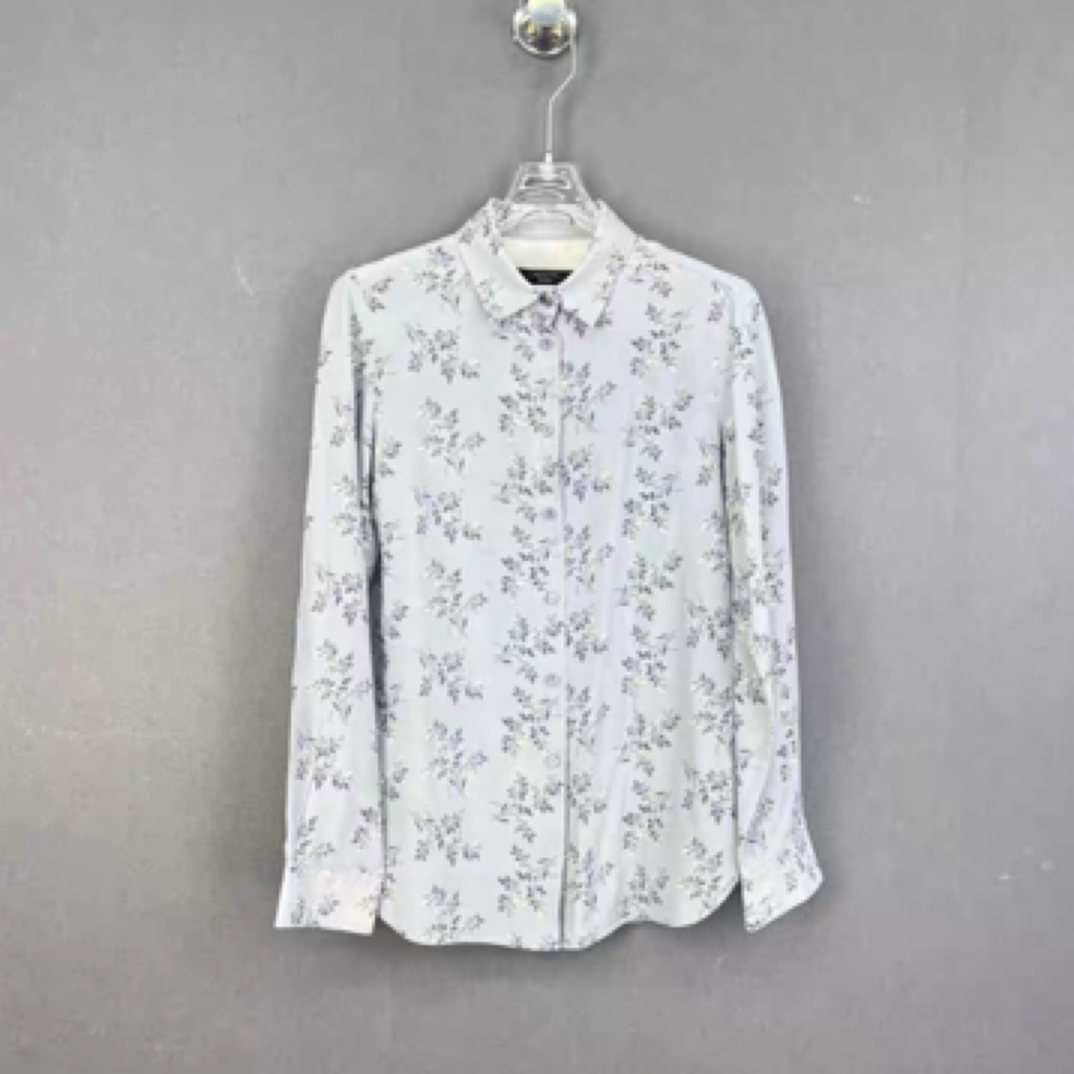 99新 MaxMara 浅蓝色碎花薄款长袖衬衫/40码/A03840