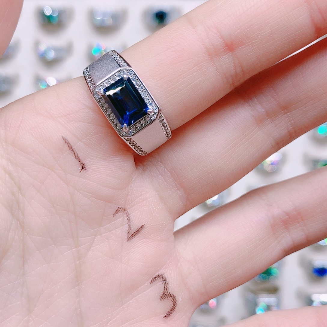 足银合成碳硅石两克拉顶配方钻微镶喷砂款18#