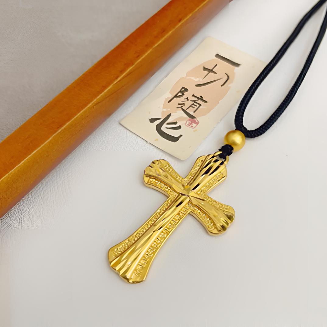 合金吊坠 十字架吊坠百搭女款情侣金色链子饰品项链男女同款挂坠