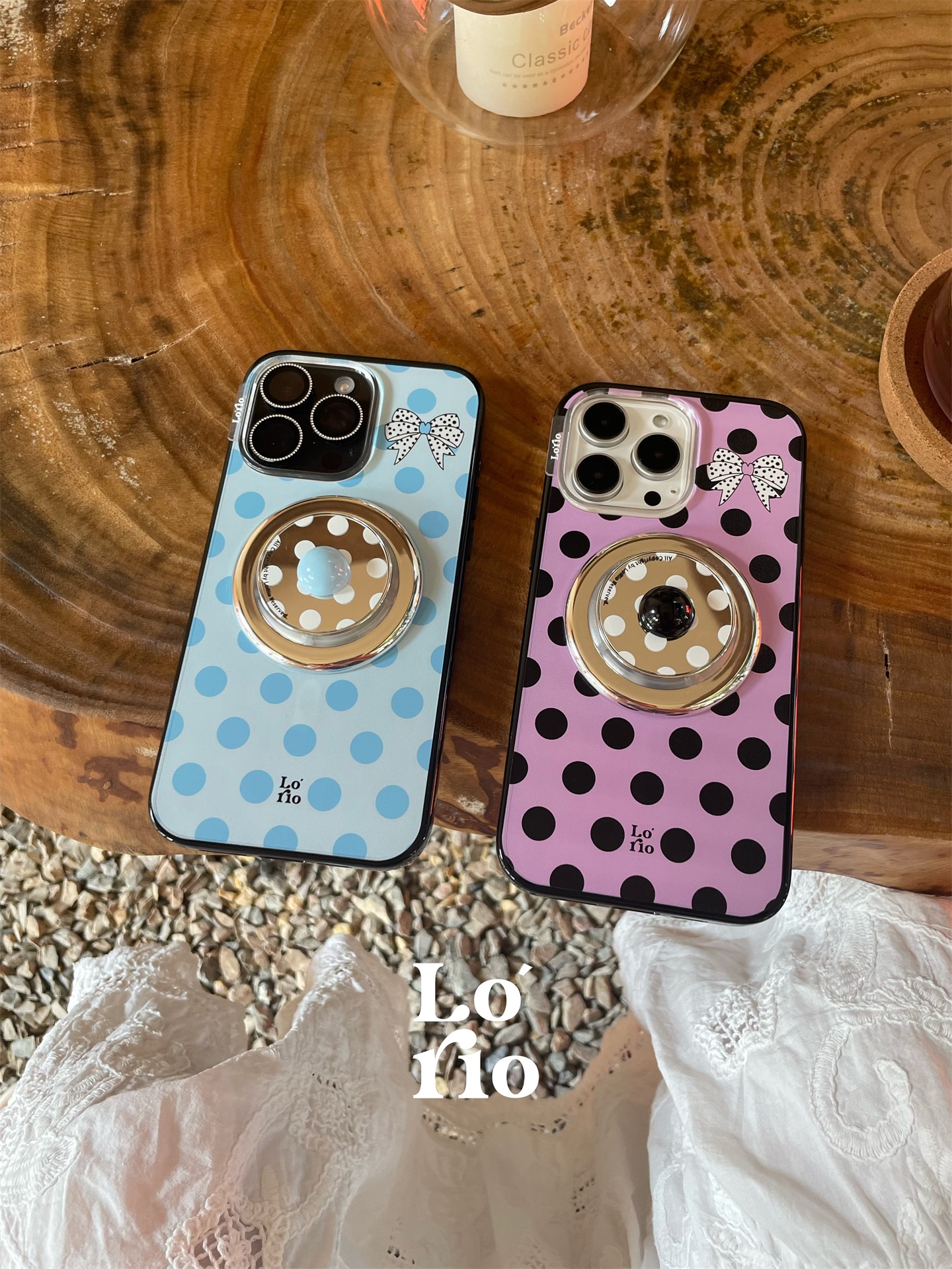 LoRio适用16/15promax手机壳贝贝壳磁吸全包iphone蝴蝶结波点