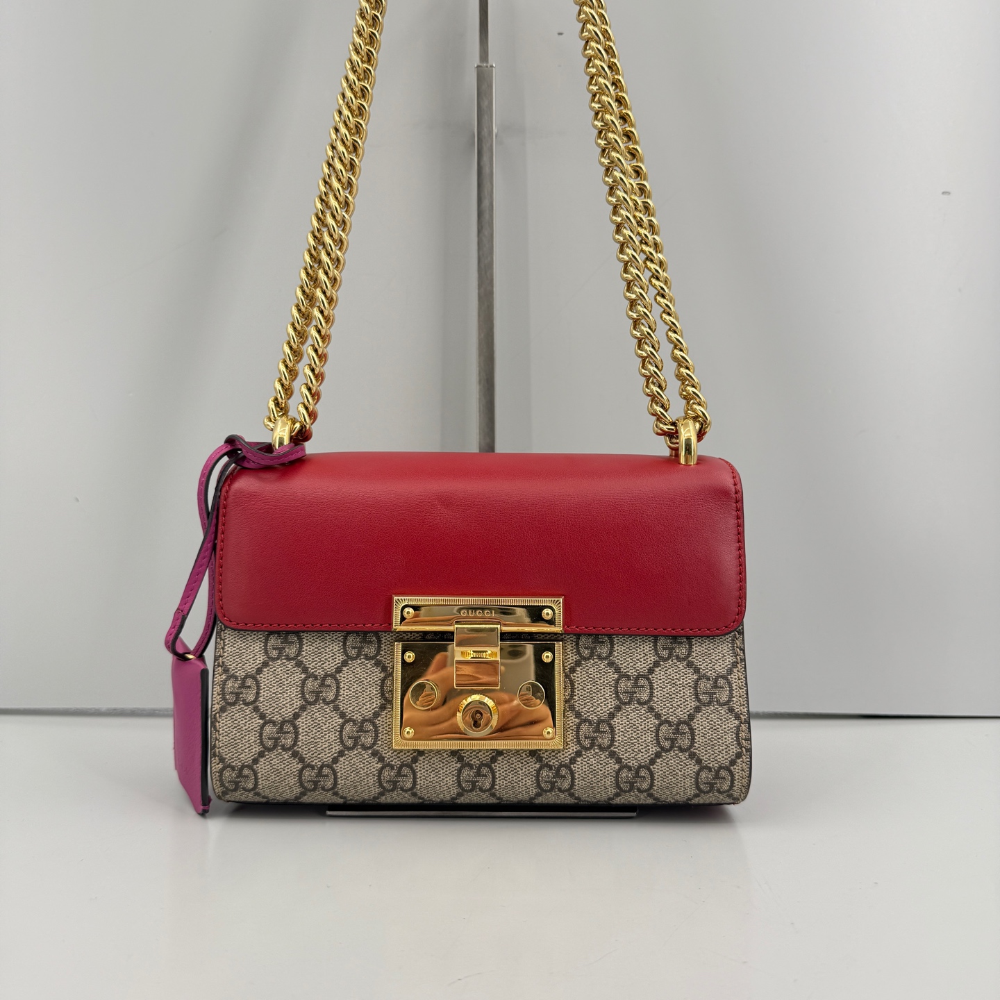 95新 GUCCI/古驰 优选/月光宝盒小号红色老花链条包黑标020/20×13