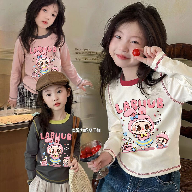 儿童纯棉T恤长袖春秋款新款卡通拉布布洋气女宝宝打底衫上衣童装t
