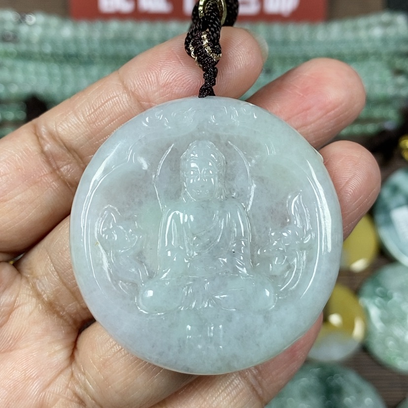 【闪购商品】翡翠颈饰未镶嵌玉吊坠翡翠玉圆形大日如来