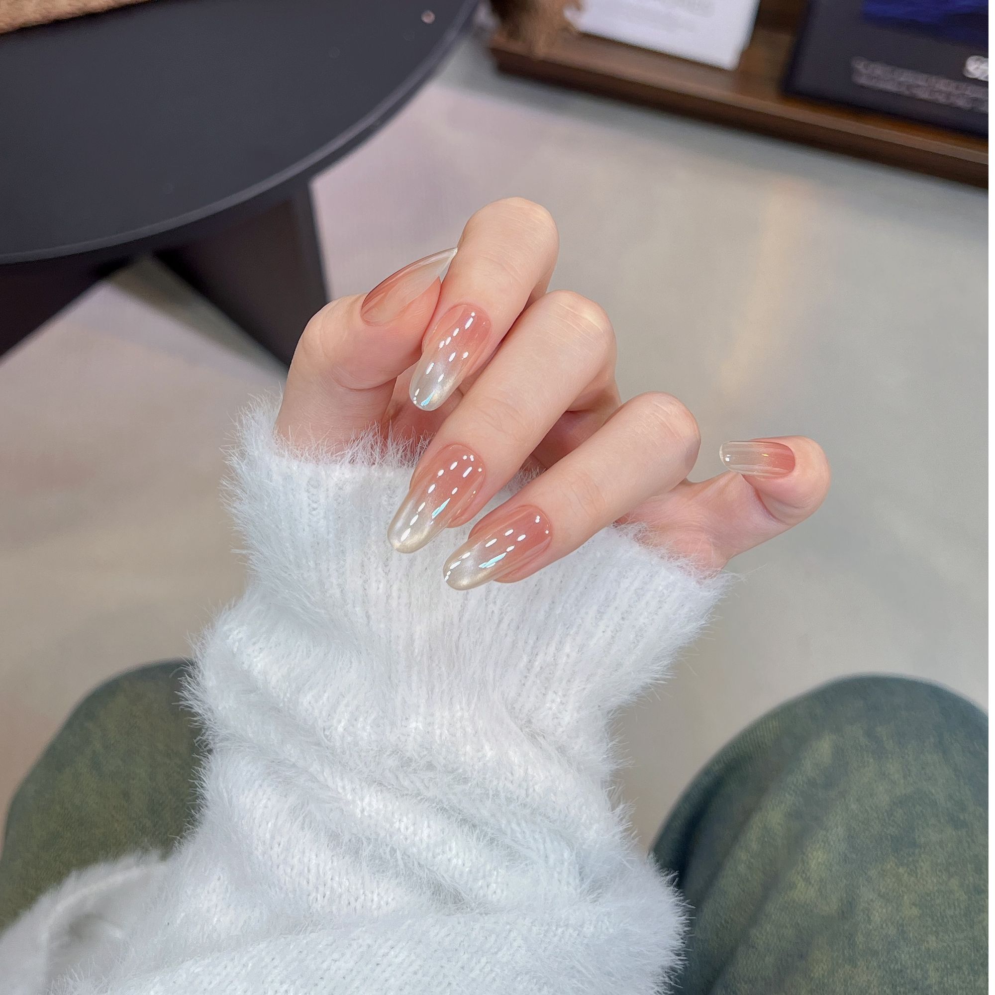 【白月光】玻璃猫眼美甲甜美日常显白穿戴甲圣诞节