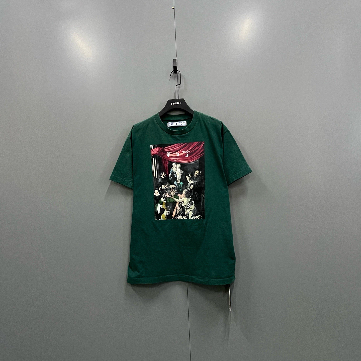 99新 OFF-WHITE c75 绿色油画图案短袖 S码 102896
