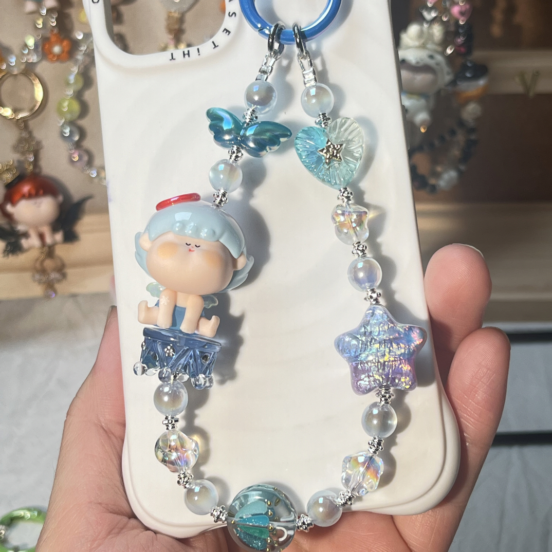 【圣诞小天使吊卡】diy萌粒手机链包挂钥匙扣