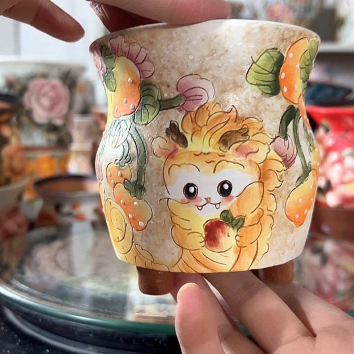 景德镇手绘花盆幸运花盆