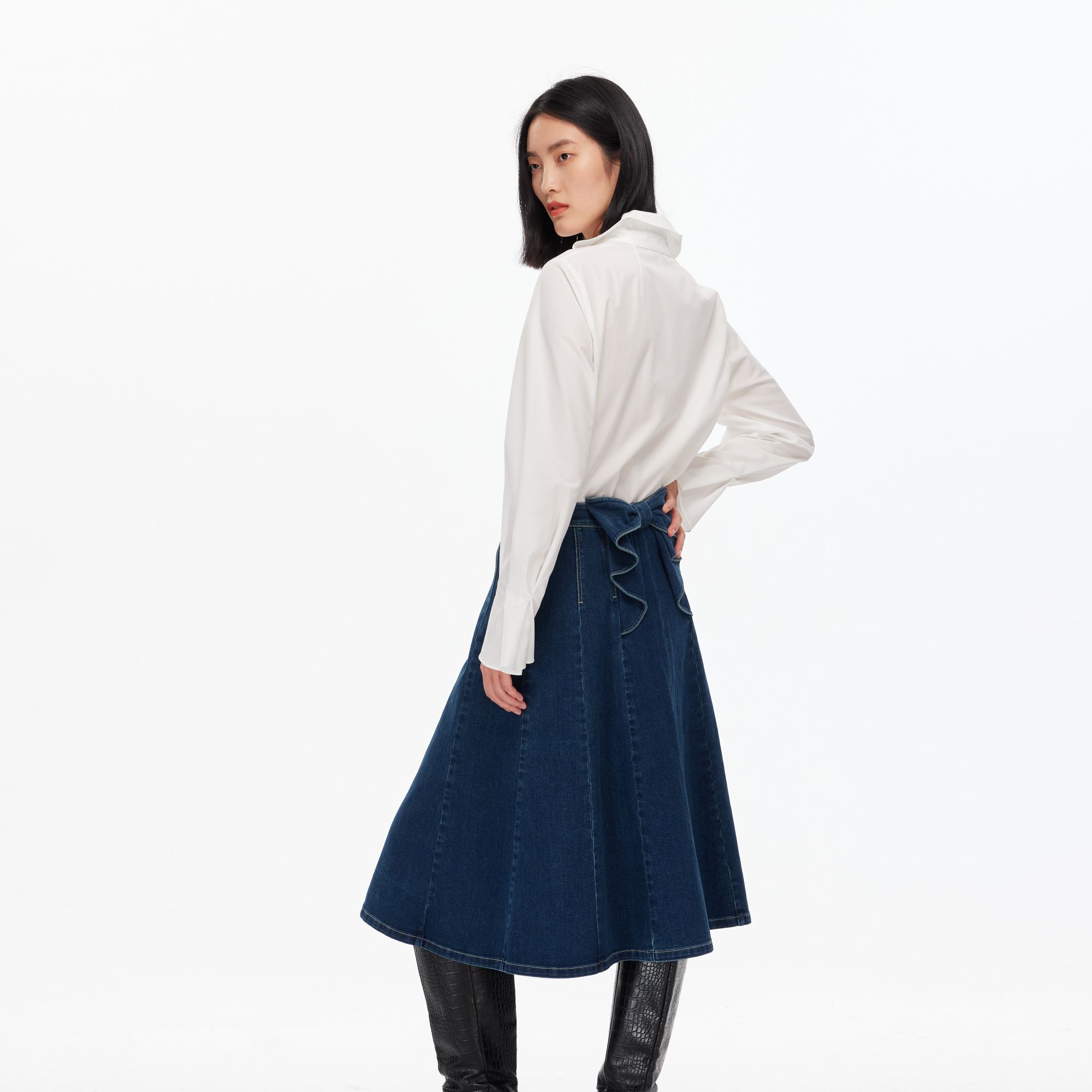 Vero Moda半身裙【蝴蝶舞步】新款含棉高腰立体蝴蝶结A字325337002