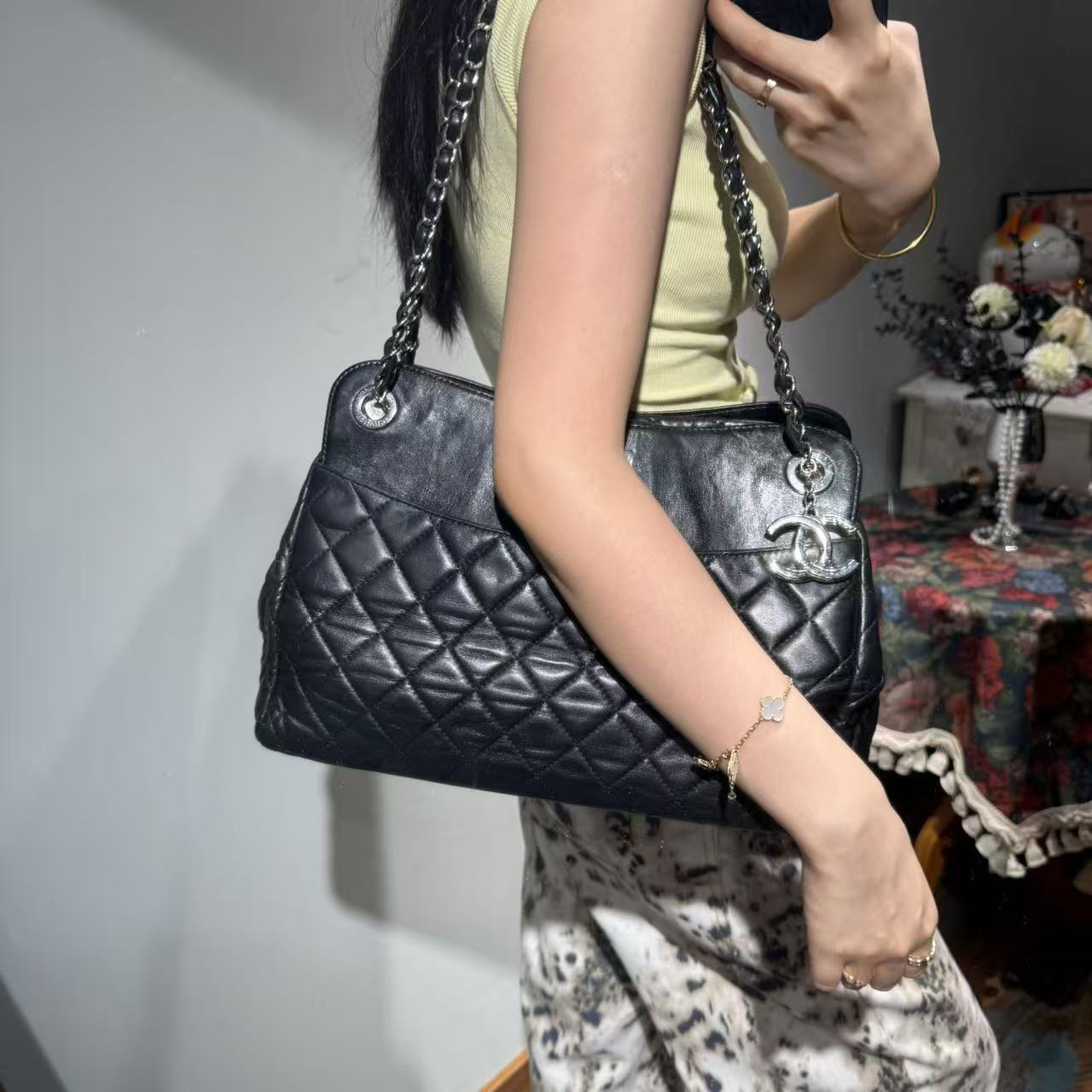 95新 Chanel/香奈儿 Chanel黑色菱格纹tote包