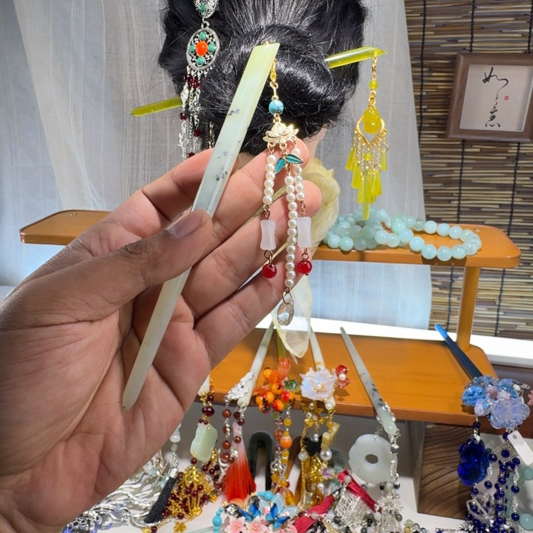 蛇纹石玉合金发饰