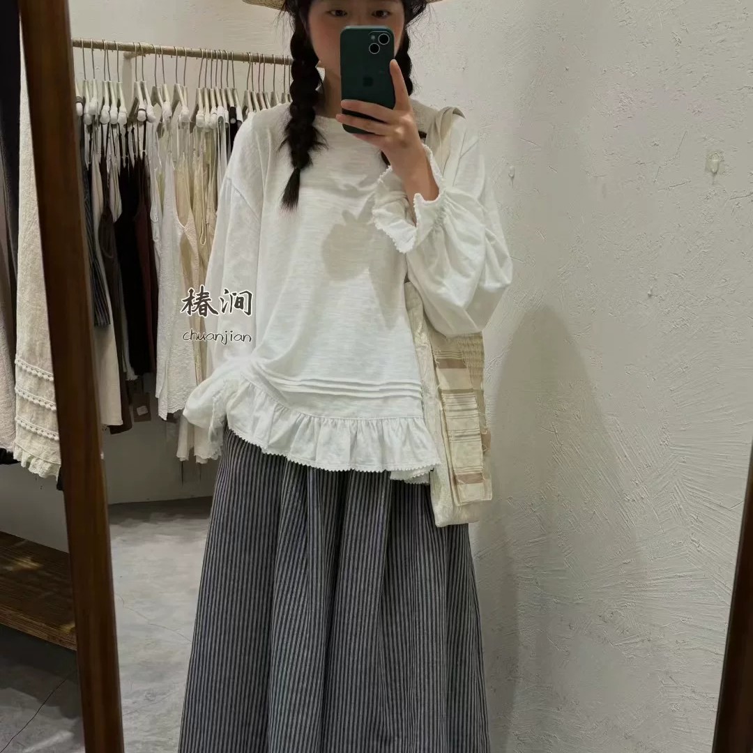 66679秋季新款圆领荷叶边钩花镂空蕾丝拼接短袖女士衬衫